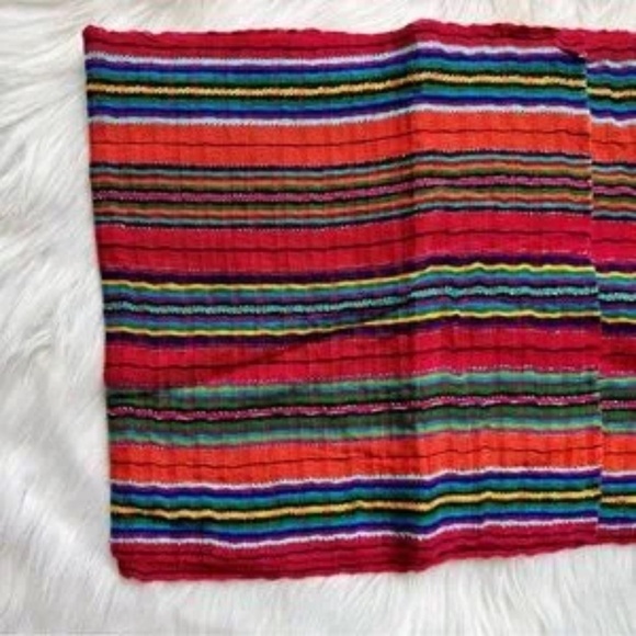 Guatemalan Handmade Artisanal Boho Lightweight Multicolor Striped Scarf Wrap - Picture 4 of 6